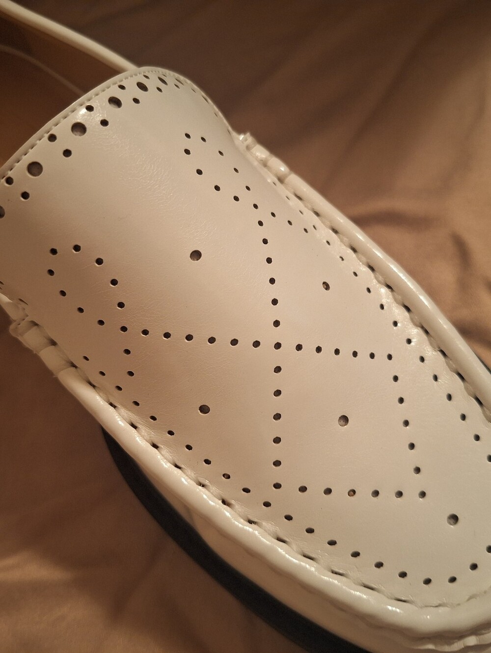 ANN TAYLOR LOFT White Perforated Leather Loafers